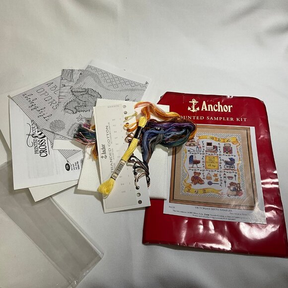 Anchor Counted Cross Stitch Kit PSC25 Victorian Birth Sampler Teddy Bear Bunny - Picture 2 of 2